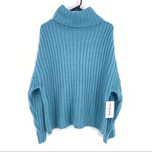 For the Republic Cowl Neck Sweater -Teal Size Med